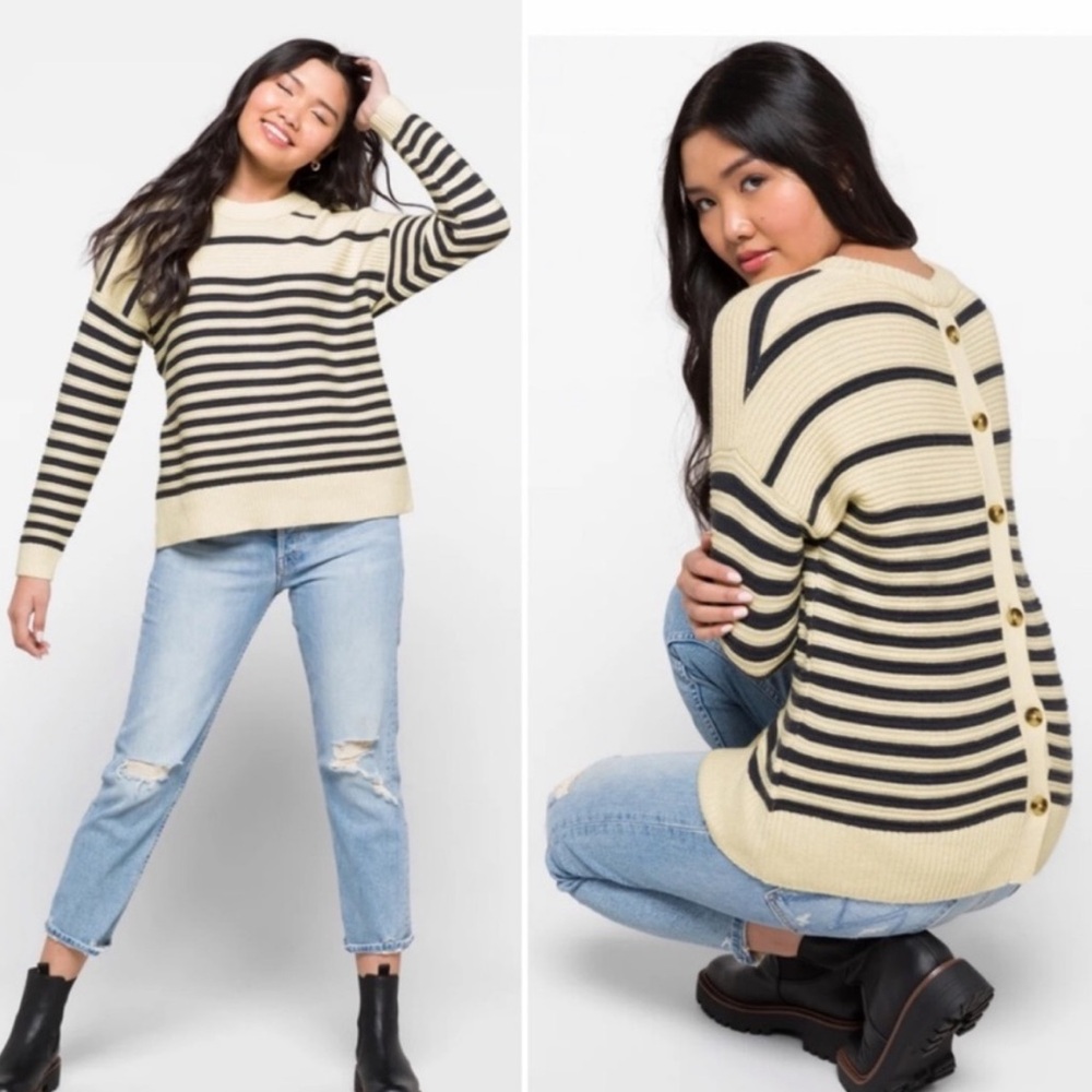 Madewell Greensboro Button Back Stripped Sweater